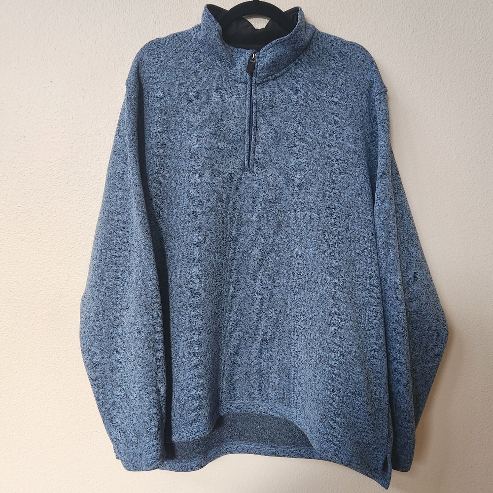 Wrangler Authentics Men's Marled Knit Pullover 1/4 Zip Sweater in Blue Size XL